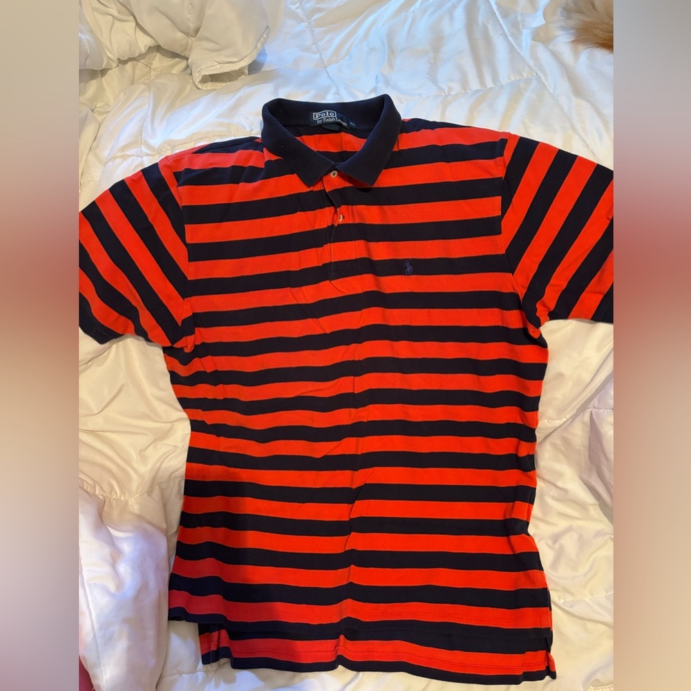 Polo by Ralph Lauren Mens XL Orange and Blue Polo Collared Shirt - Picture 1 of 7